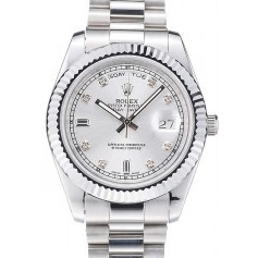 Aaa fake watches Dial Silver Polished Day-Date Stainless Rolex Steel 0719